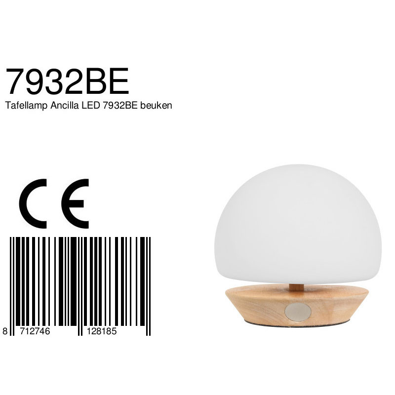 Moderne Naturholz Glas-Tischlampe Steinhauer Ancilla – Bild 7