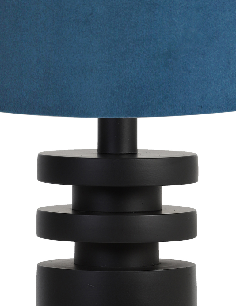 Lampensockel Disc mit blauem Samtschirm Light & Living Desley schwarz – Bild 2