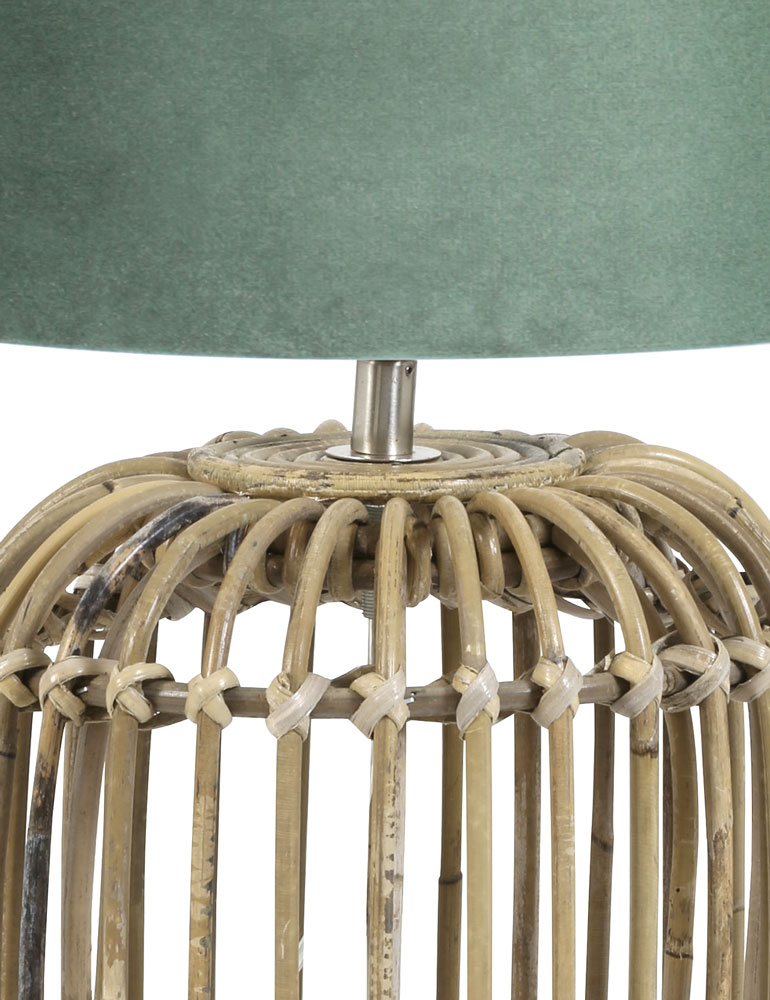 Lampensockel mit grünem Samtschirm Landhausstil Light & Living Seram beige – Bild 2