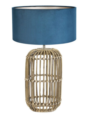 landliche-tischlampe-mit-blauem-samtschirm-light-&-living-seram-bambus-7028b