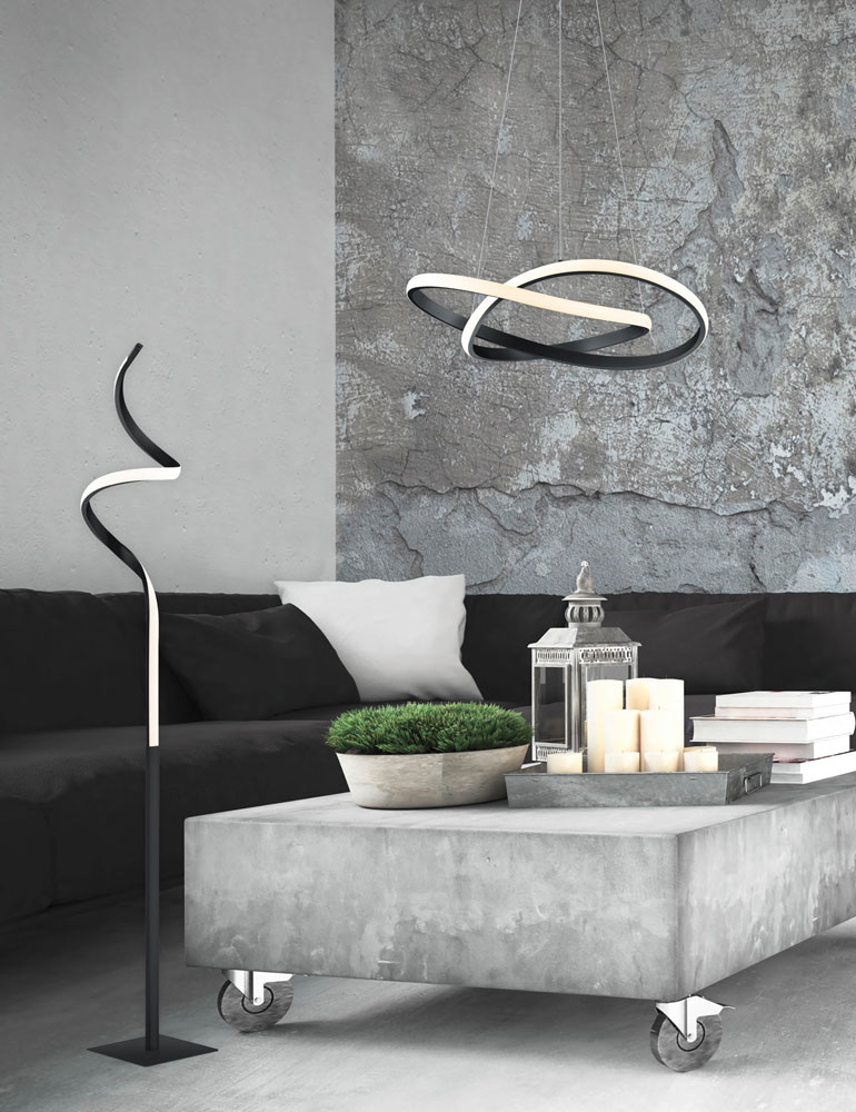 Moderne Designer Pendelleuchte Trio Leuchten Course schwarz – Bild 3