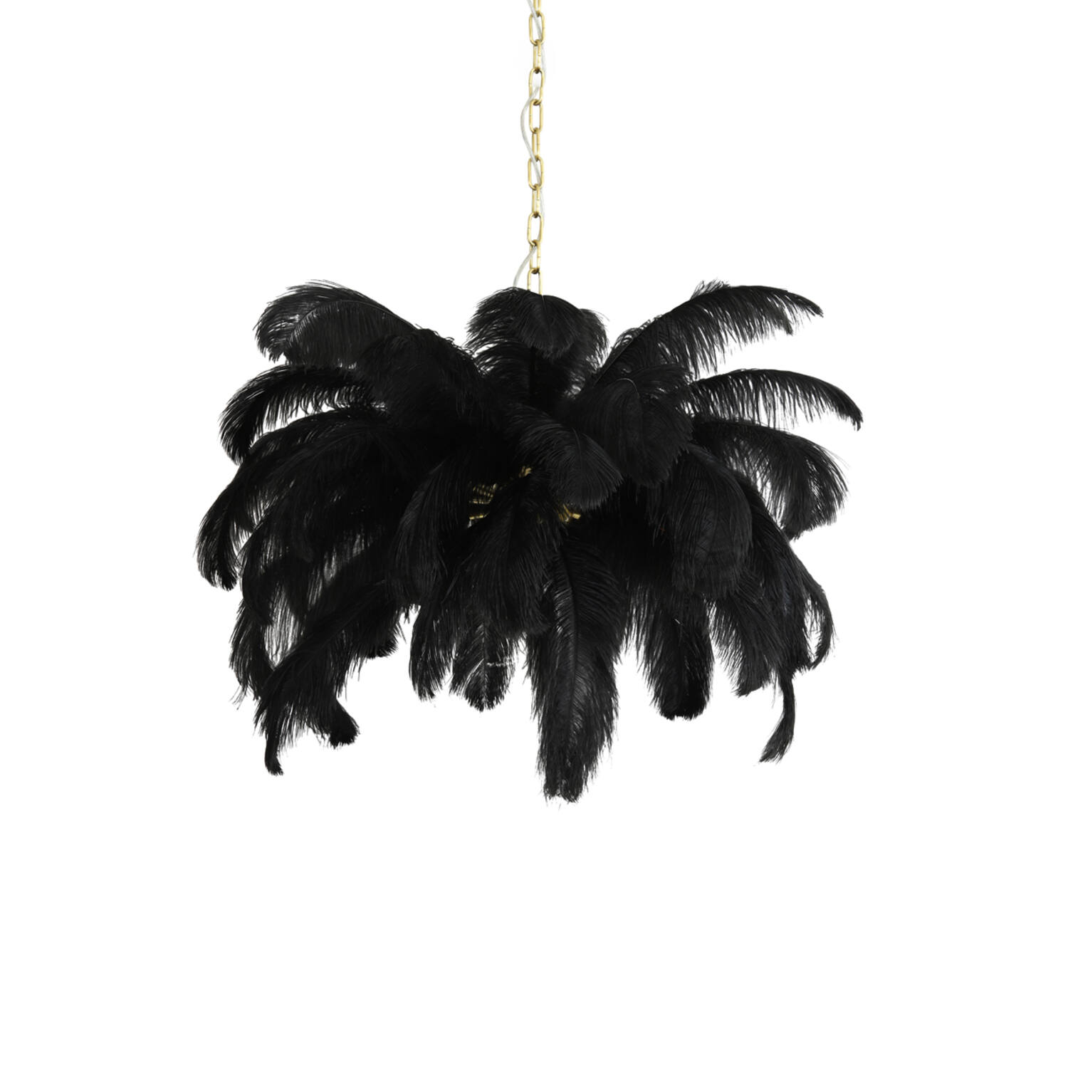 Moderne Hängelampe in Gold mit schwarzen Federn Light & Living Feather – Bild 2