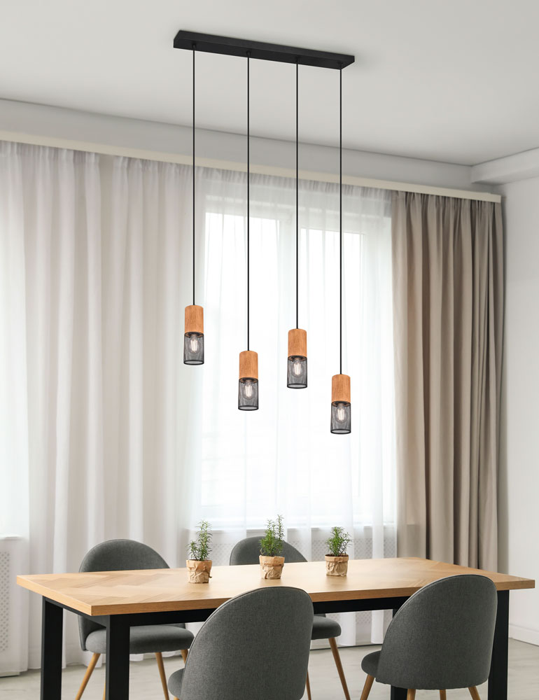 Moderne Hängeleuchte Esstisch Trio Leuchten Tosh schwarz – Bild 2