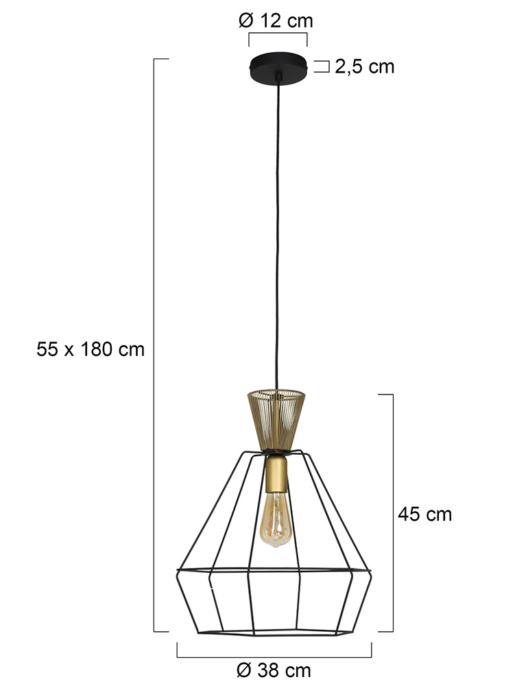 Moderne Pendelleuchte Anne Lighting Lillehamer schwarz mit gold – Bild 5