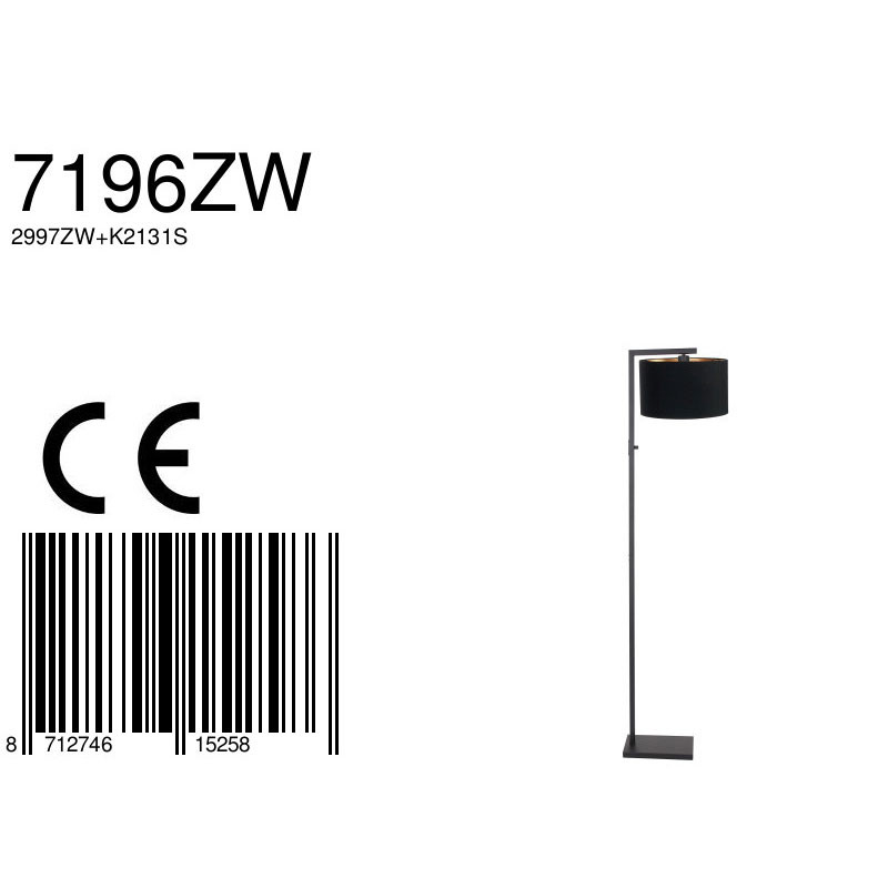 Moderne Standleuchte mit schwarzem Schirm Steinhauer Stang – Bild 7