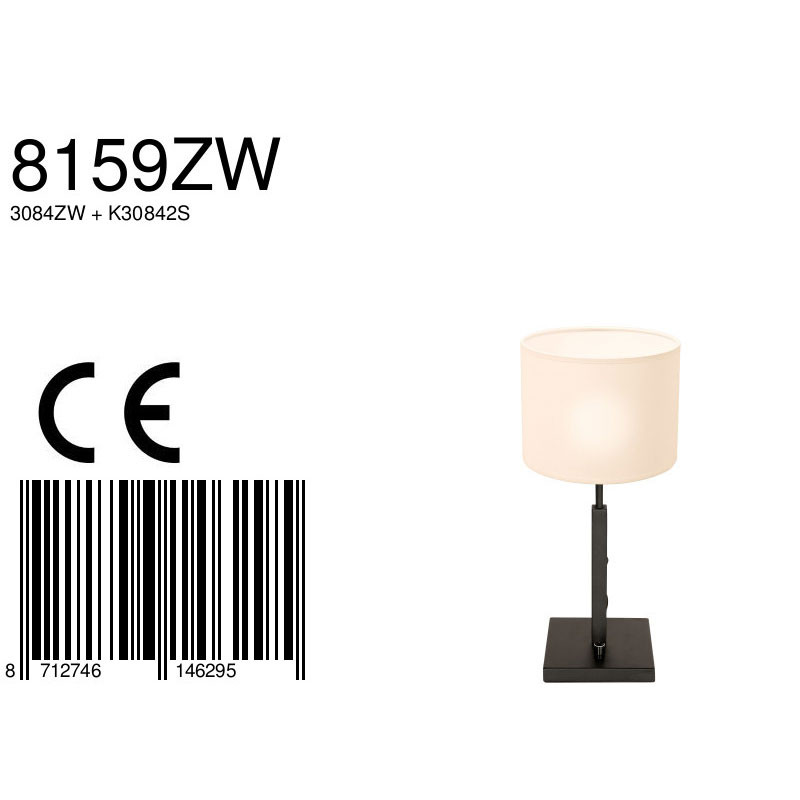 Moderne Tischlampe mit weißem Schirm Steinhauer Stang – Bild 7