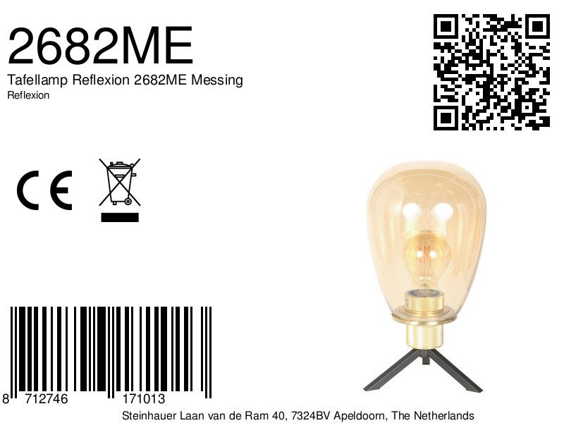 Moderne Tischleuchte mit rosegoldfarbenem Glasdiffusor Steinhauer Reflexion – Bild 7