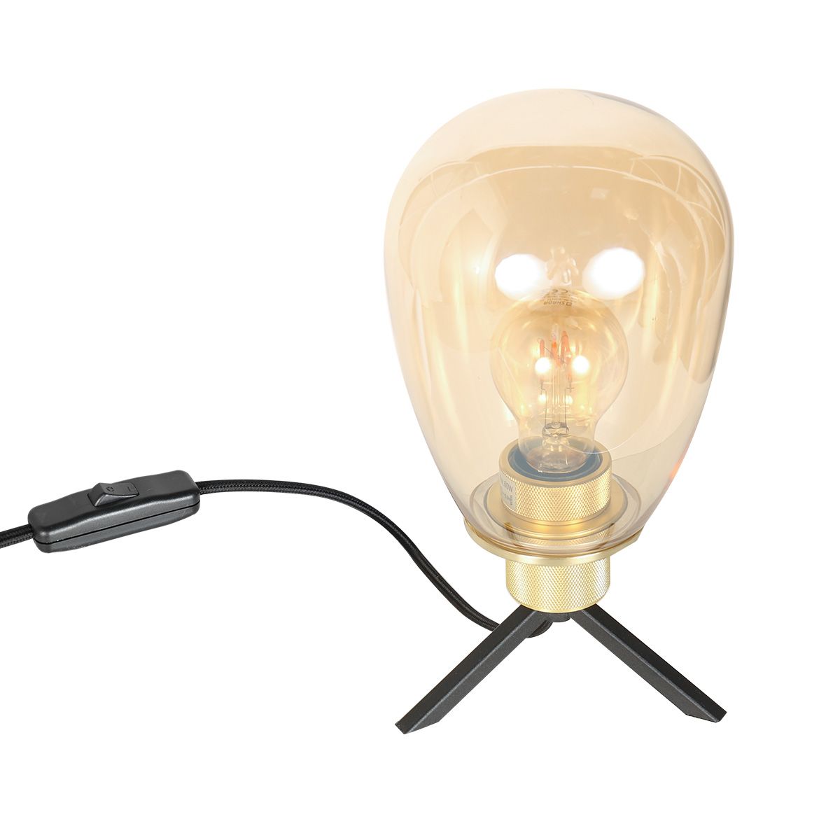 Moderne Tischleuchte mit rosegoldfarbenem Glasdiffusor Steinhauer Reflexion – Bild 8