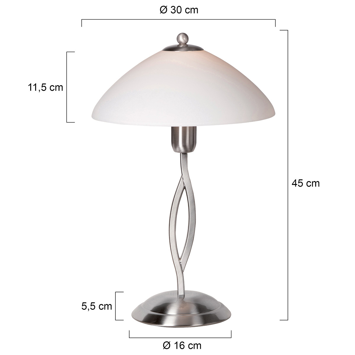 Gedrehte Stahl Tischlampe Milchglas Schirm Steinhauer Capri – Bild 8