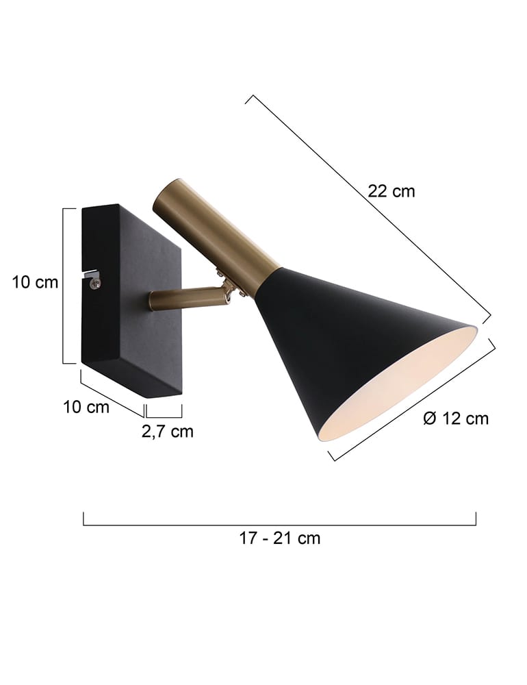 Trendige schwarz/goldene Wandlampe Anne Light & Home Anne's choice – Bild 12