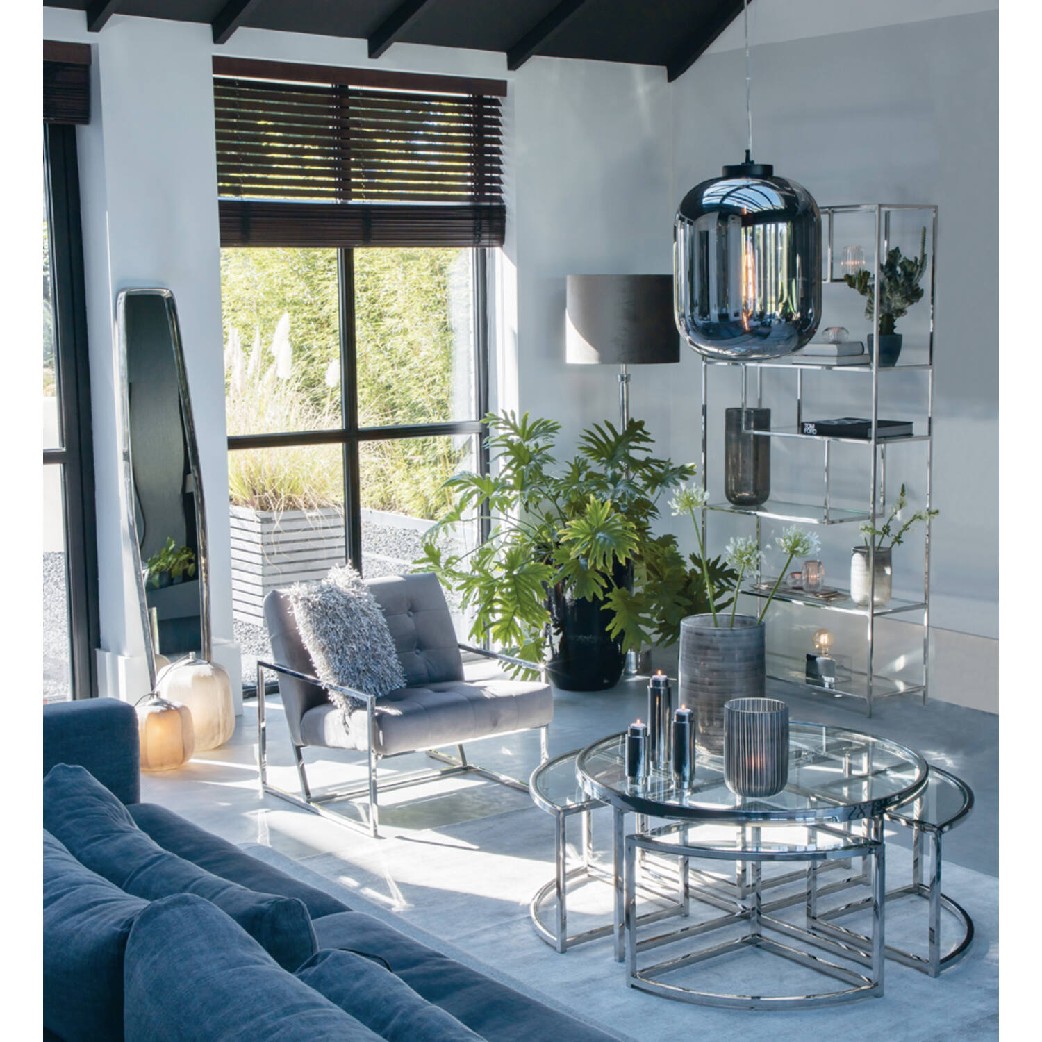 Moderner runder silberner Lampenschirm Light & Living Zinc – Bild 3