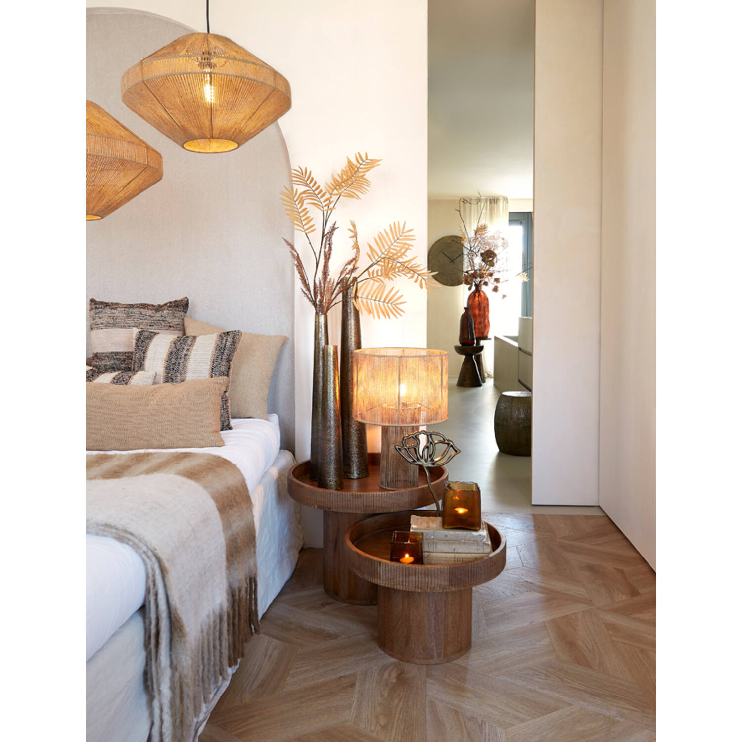 Natürliche runde beige Hängelampe Light & Living Mallow – Bild 3