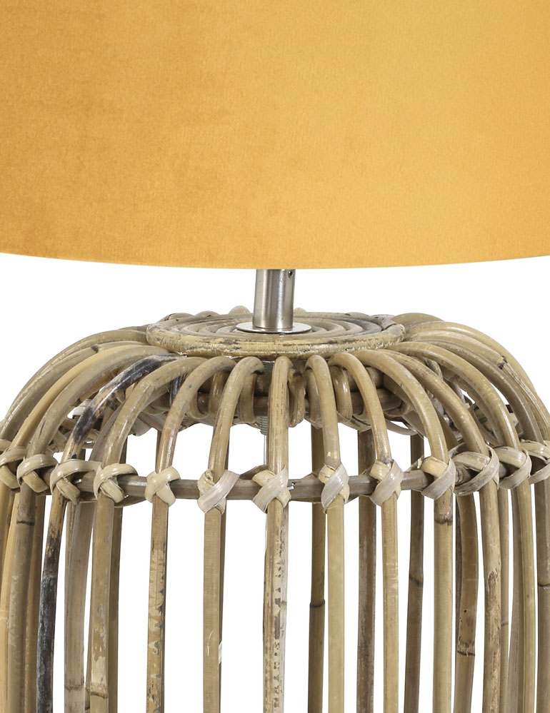 Rattan Tischlampe mit Ockergoldem Schirm Light & Living Seram beige – Bild 2