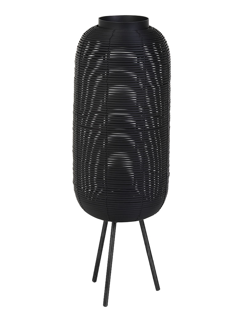 Rattan Tischleuchte Light & Living Tomek schwarz – Bild 2