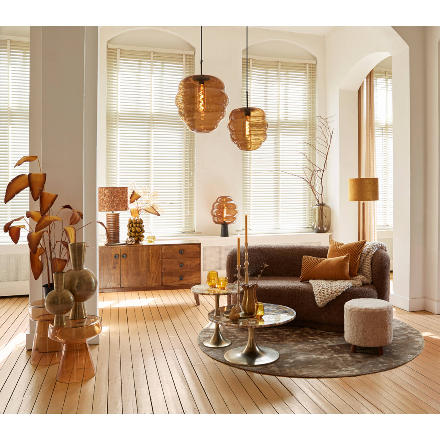 Retro goldene Hängelampe Bienenkorb Light & Living Misty – Bild 3