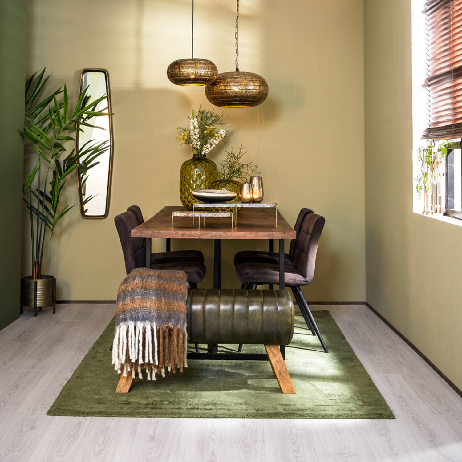 Retro goldene Rattan-Hängelampe Light & Living Kymori – Bild 3