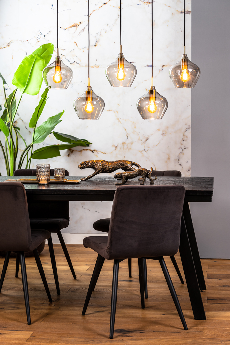 Retro Rauchglas-Hängelampe fünf Lichtpunkte Light & Living Rakel – Bild 4