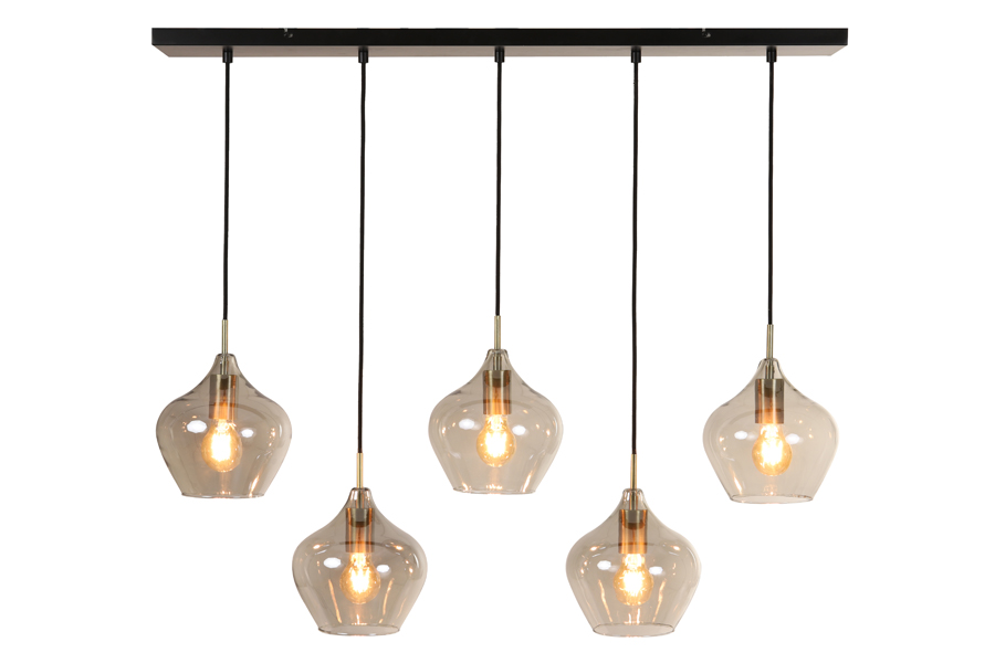 Retro Rauchglas-Hängelampe fünf Lichtpunkte Light & Living Rakel – Bild 6