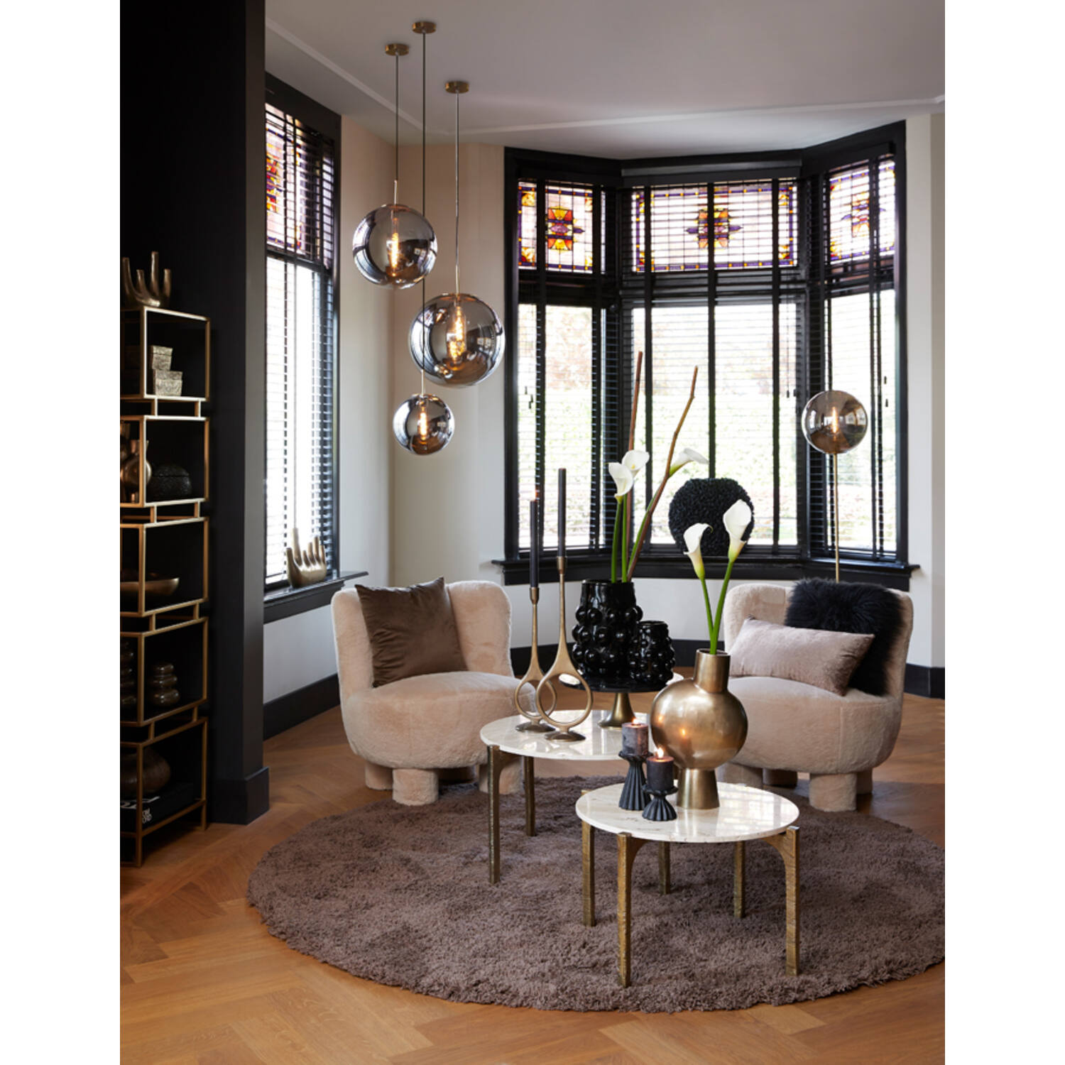 Retro schwarze Kugel-Hängelampe aus Rauchglas Light & Living Medina – Bild 3