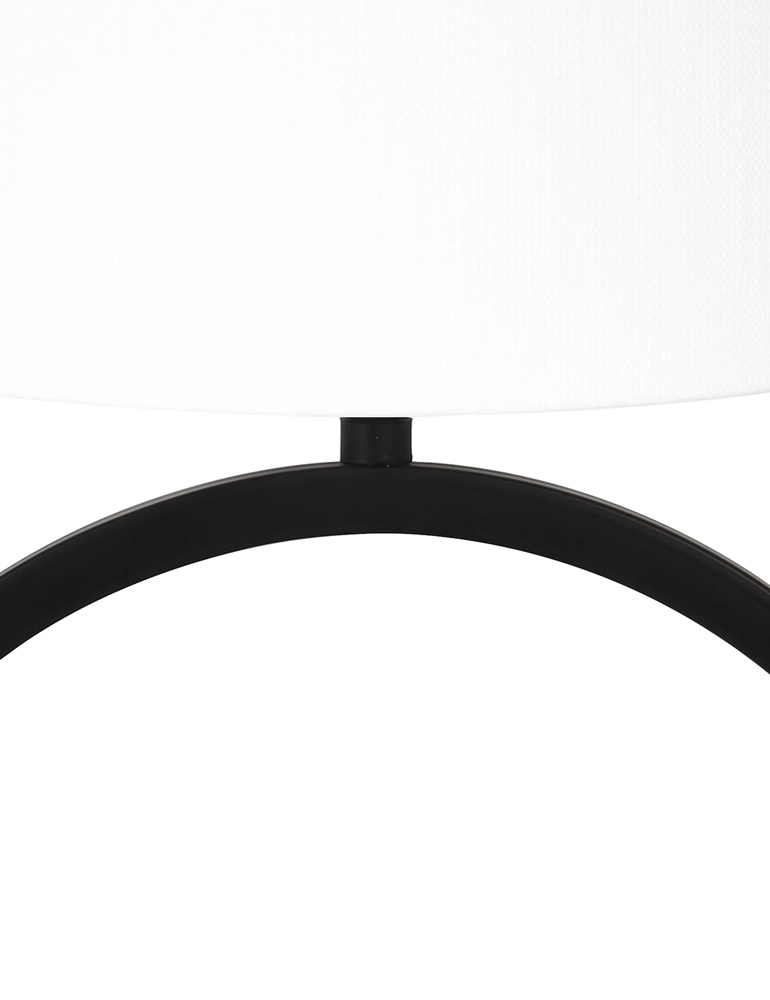 Runde Tischlampe mit weißem Leinenschirm Light & Living Liva schwarz – Bild 2