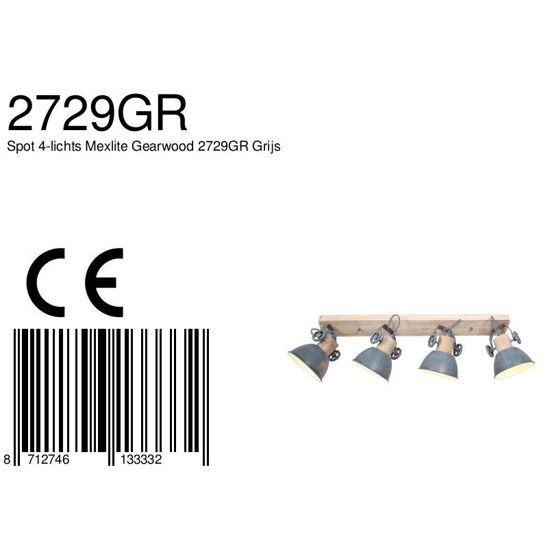 Rustikale Deckenleuchte vierflammig Mexlite Gearwood – Bild 7