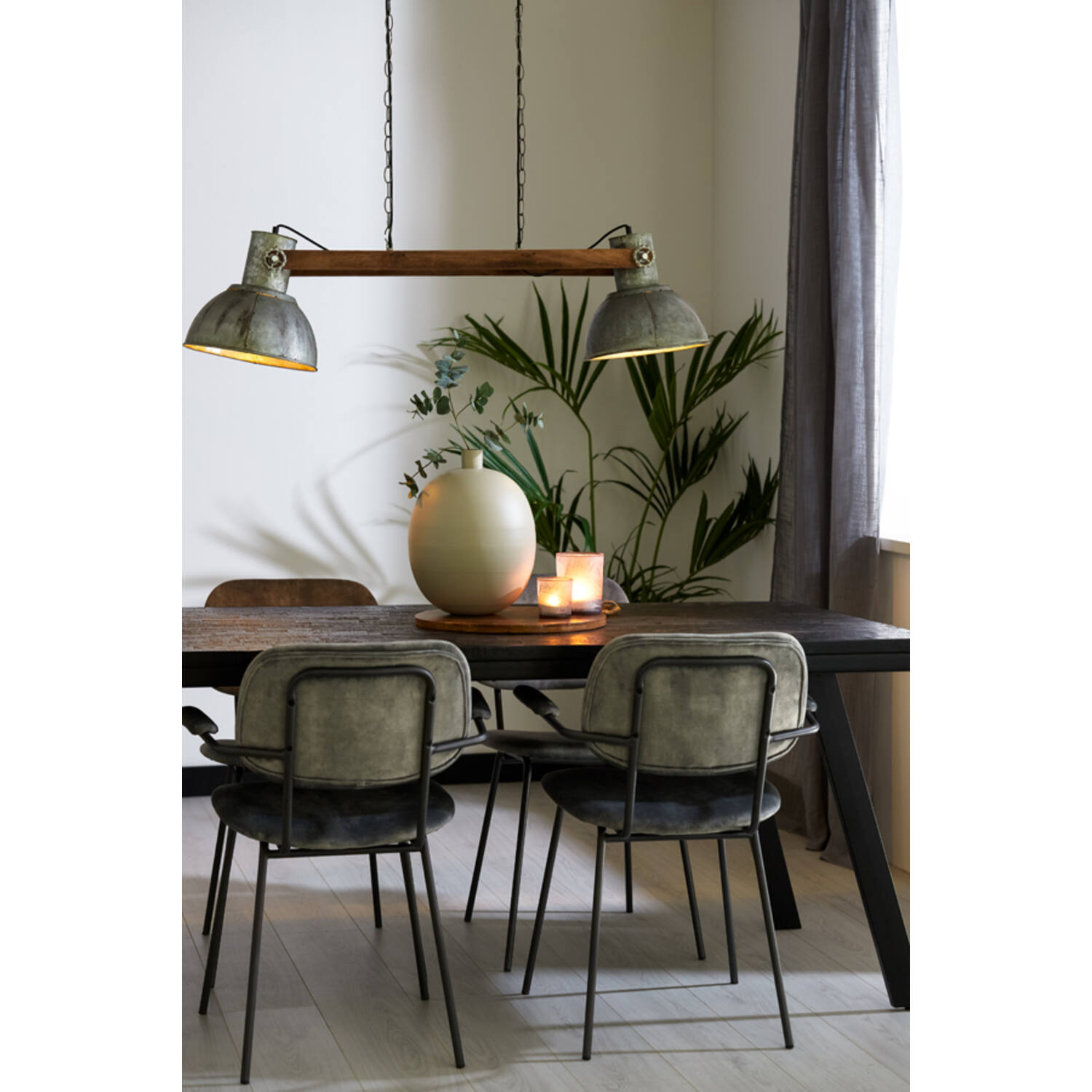 Rustikale silberne Hängelampe mit Holz Light & Living Elay – Bild 3