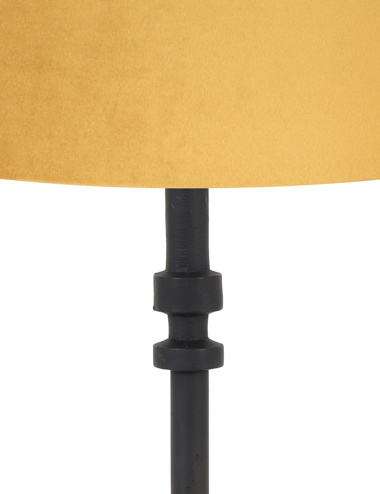 Schmaler schwarzer Lampensockel mit ockergelbem Schirm Light & Living Howell schwarz – Bild 2