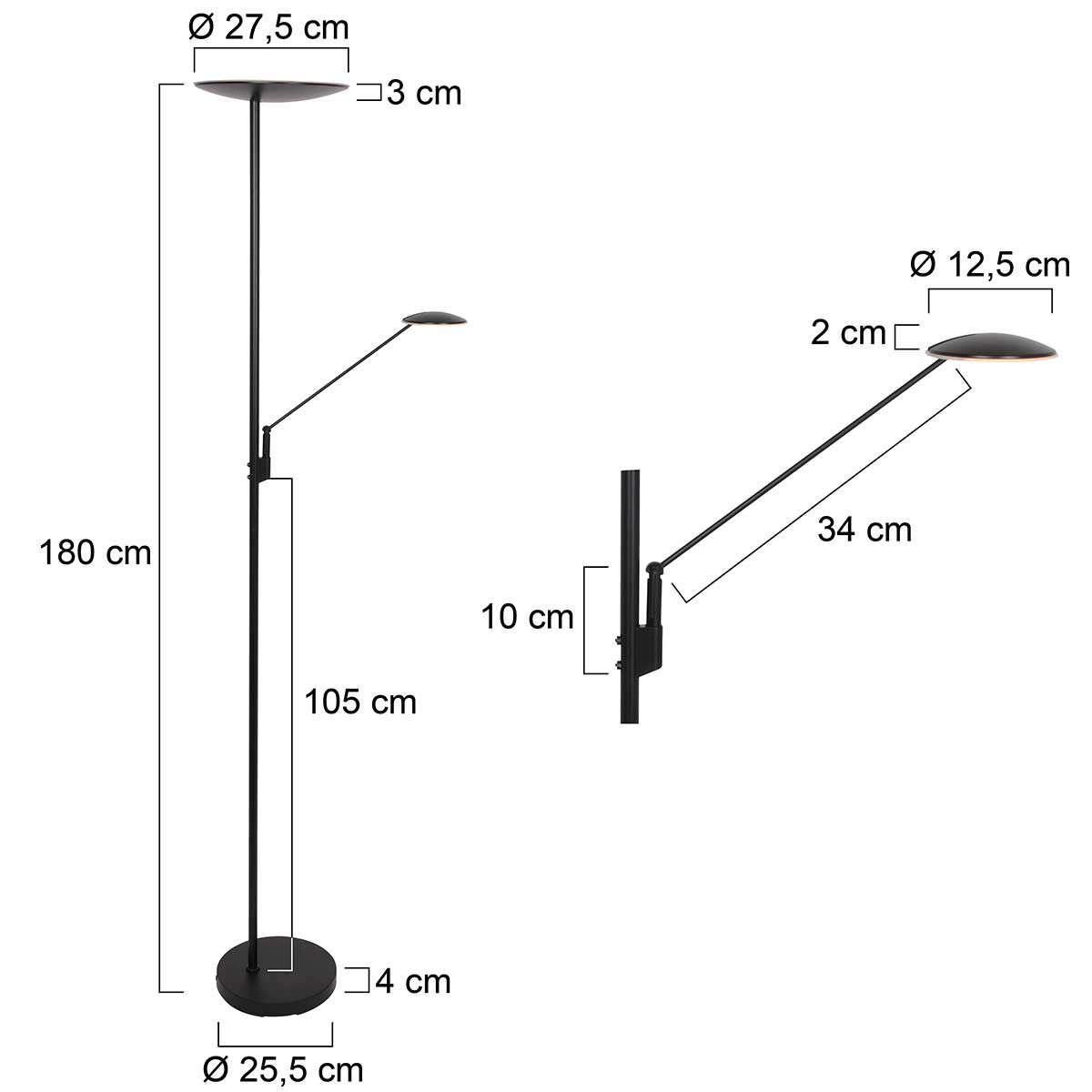 Stehlampe mit Leselicht für Büro und Wohnzimmer Steinhauer Daphne – Bild 8