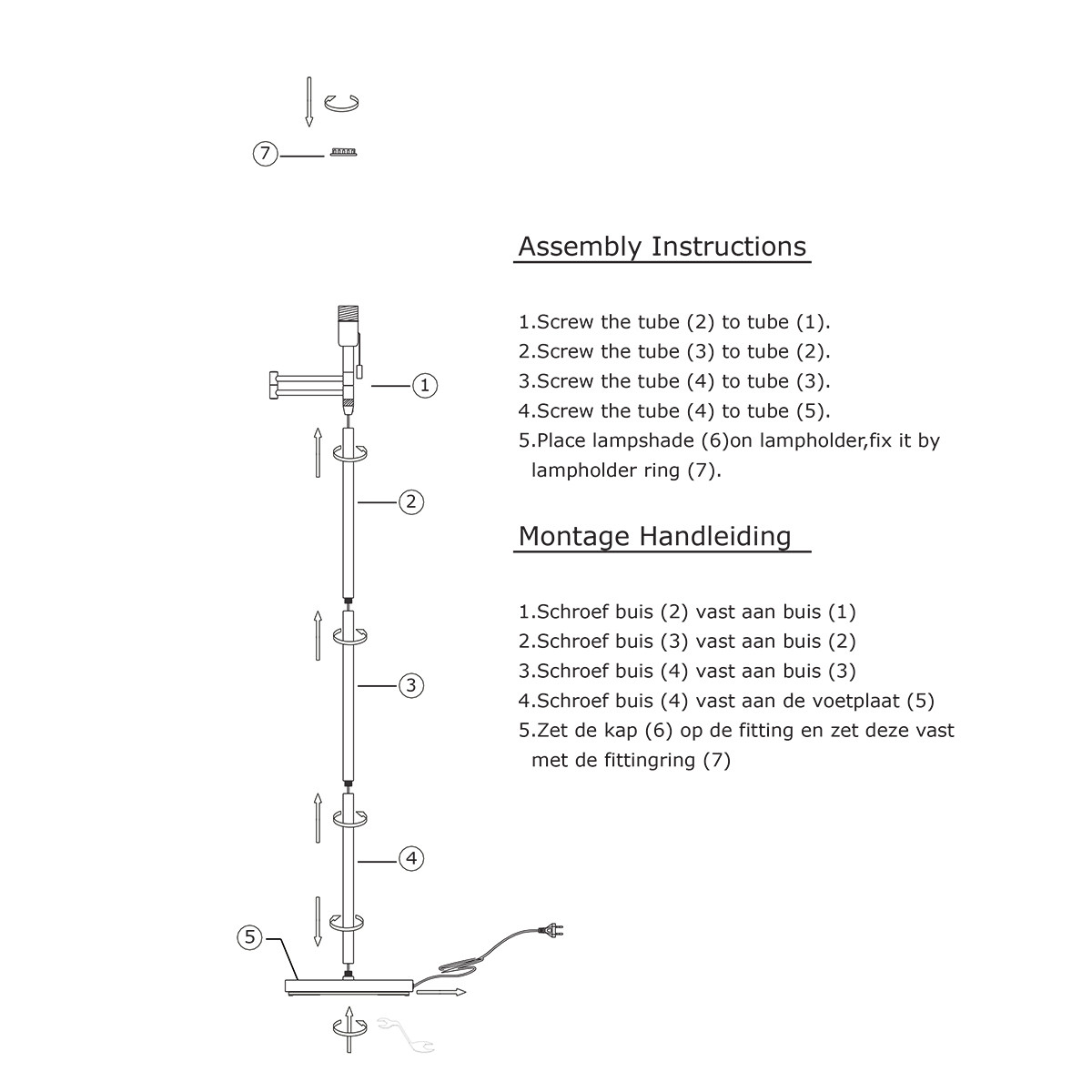Bronzener klassischer Fuß-Schwenkarm-Stehlampe Mexlite Bella – Bild 8