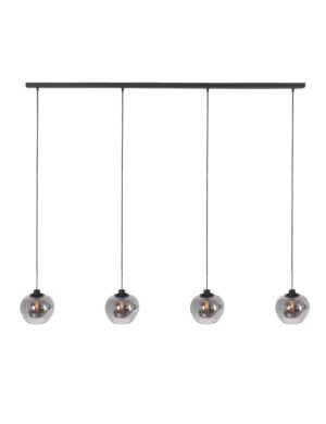 stilvolle-rauchglas-esszimmerlampe-steinhauer-lotus-schwarz-1900zw