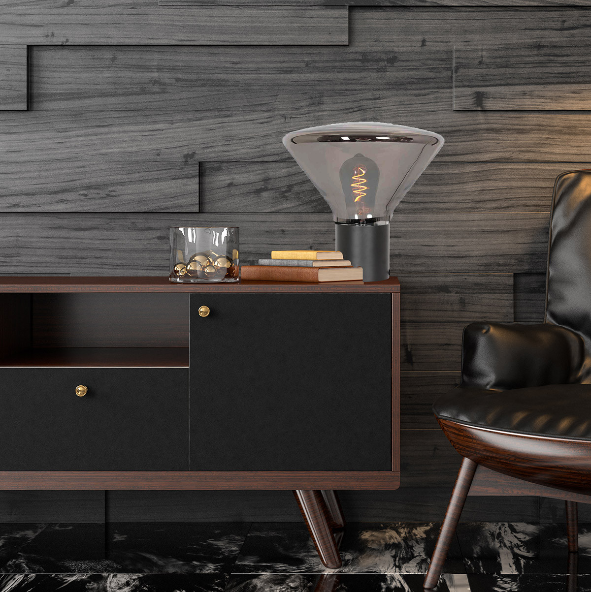 Moderne schwarze Metall-Tischlampe Steinhauer Ambiance – Bild 3