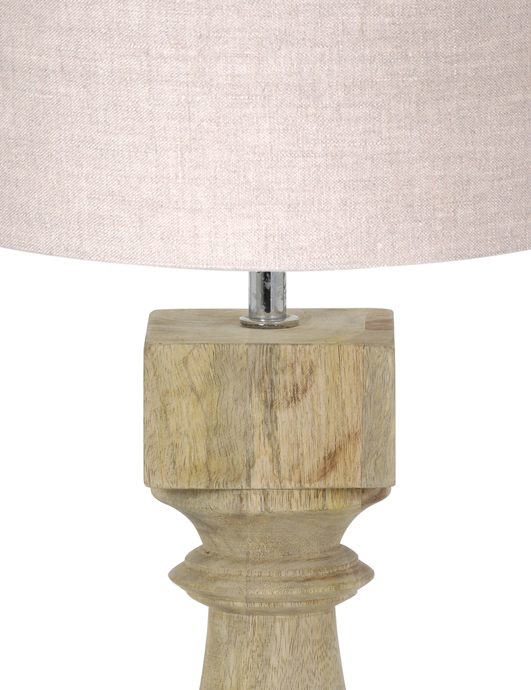 Tischlampe aus Holz mit Schirm in rustikalem Beige Light & Living Cumani – Bild 2