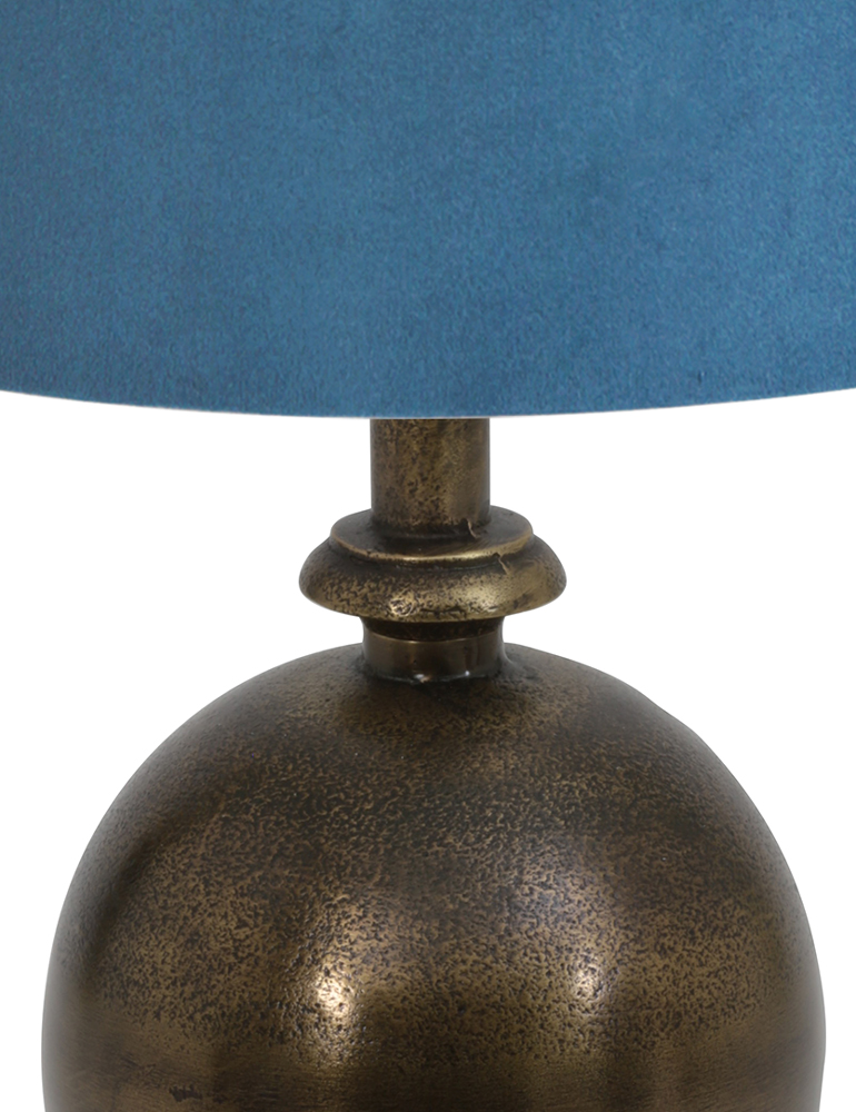 Tischlampe mit blauem Samtschirm Light & Living Kalym Bronze – Bild 2
