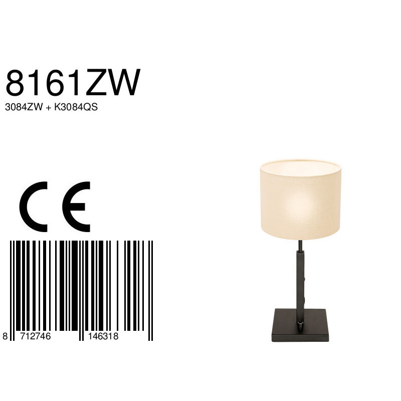 Tischlampe mit weißem Leinenschirm Steinhauer Stang – Bild 7