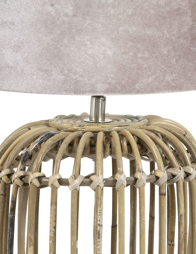 Tischlampe Rattan mit grauem Samtschirm Light & Living Seram – Bild 2