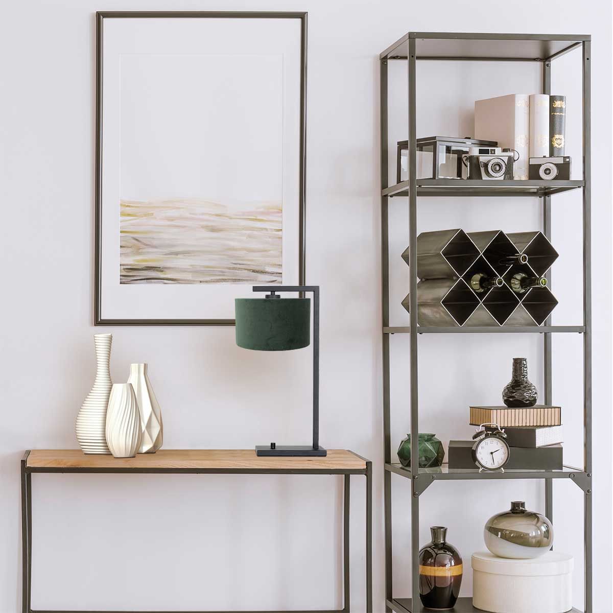 Tischleuchte aus Metall mit grünem Lampenschirm Steinhauer Stang – Bild 3