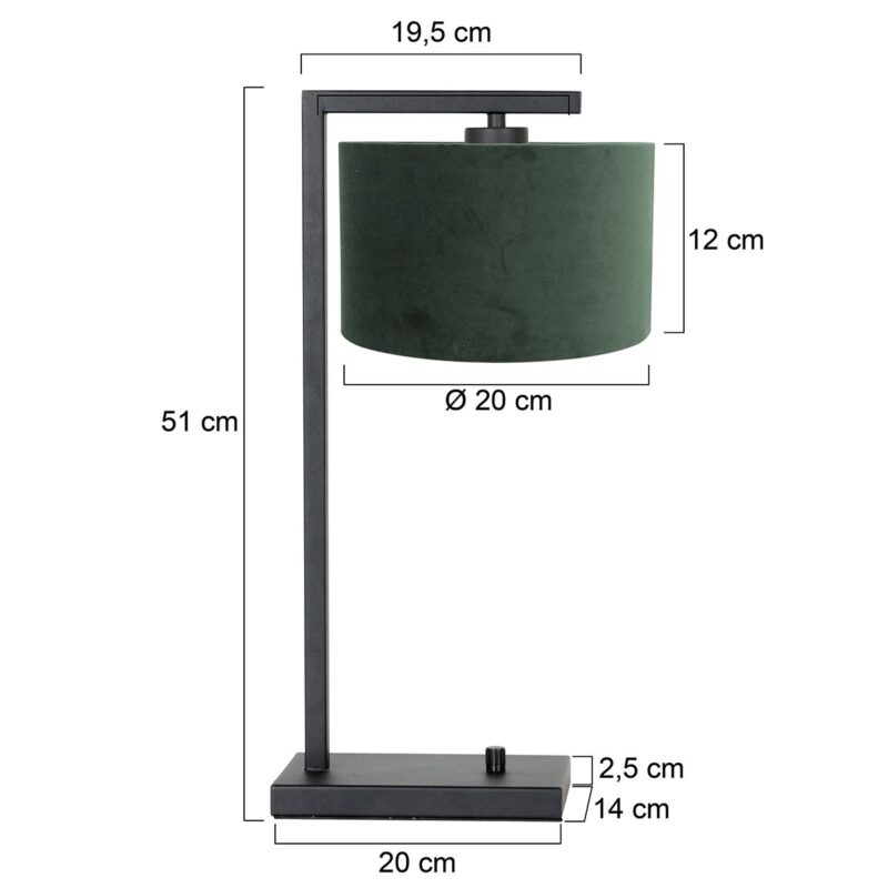 tischleuchte-aus-metall-mit-grunem-lampenschirm-steinhauer-stang-schwarz-7121zw-7