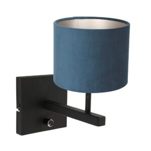 trendy-wandleuchte-mit-blauem-lampenschirm-steinhauer-stang-schwarz-8251zw-2