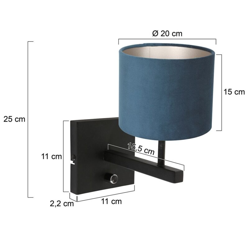 trendy-wandleuchte-mit-blauem-lampenschirm-steinhauer-stang-schwarz-8251zw-6