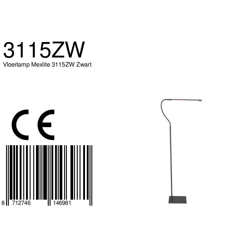 Moderne schwarze verstellbare Stehleuchte Mexlite Serpent – Bild 7