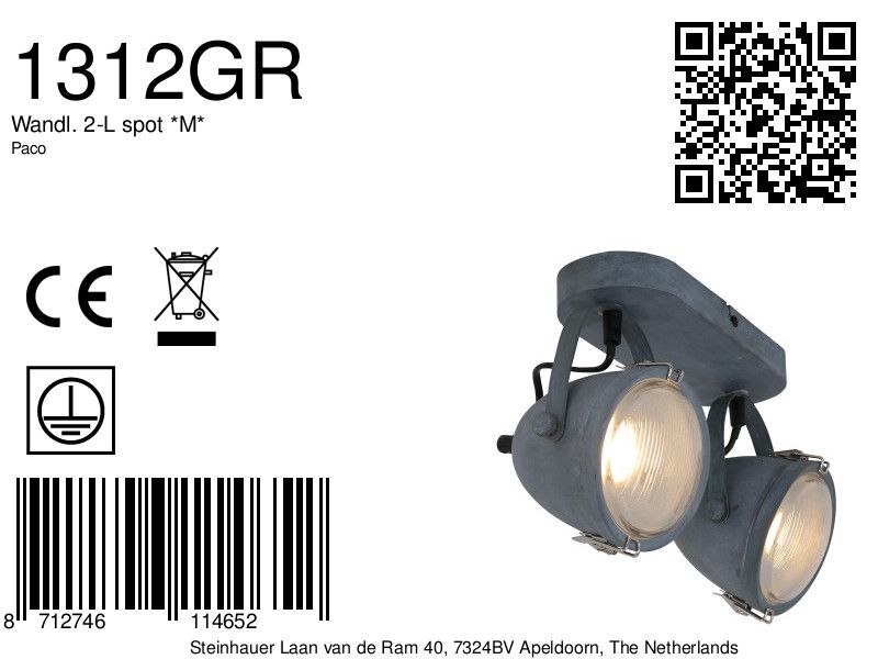 Industrieller Glas-Spot aus grauem Metall Mexlite Paco – Bild 8