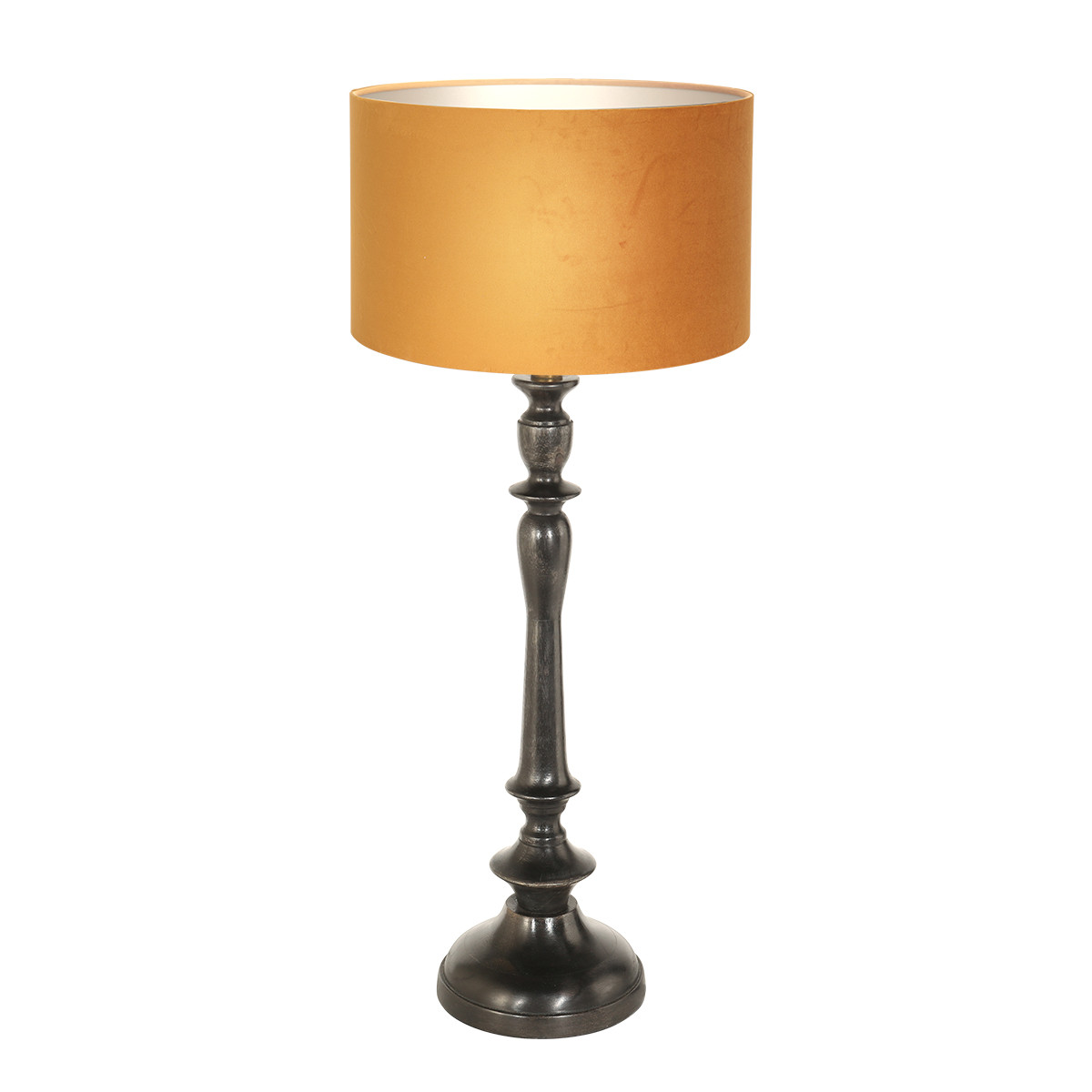 Vintage orangefarbene Tischlampe mit schwarzem Fuß Steinhauer Bois – Bild 2