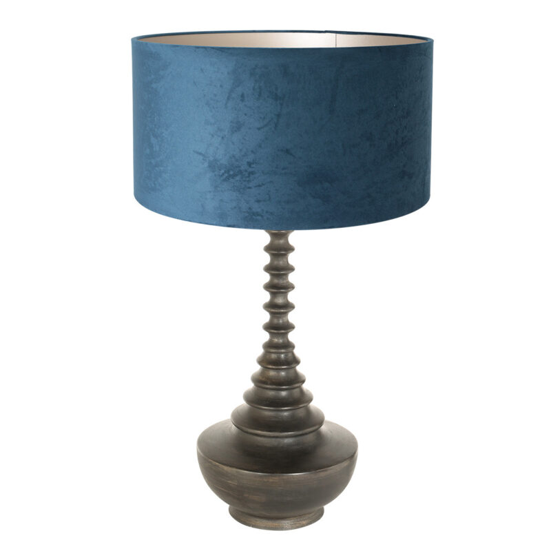 vintage-schwarze-tischlampe-mit-blauem-schirm-steinhauer-bois-3763zw