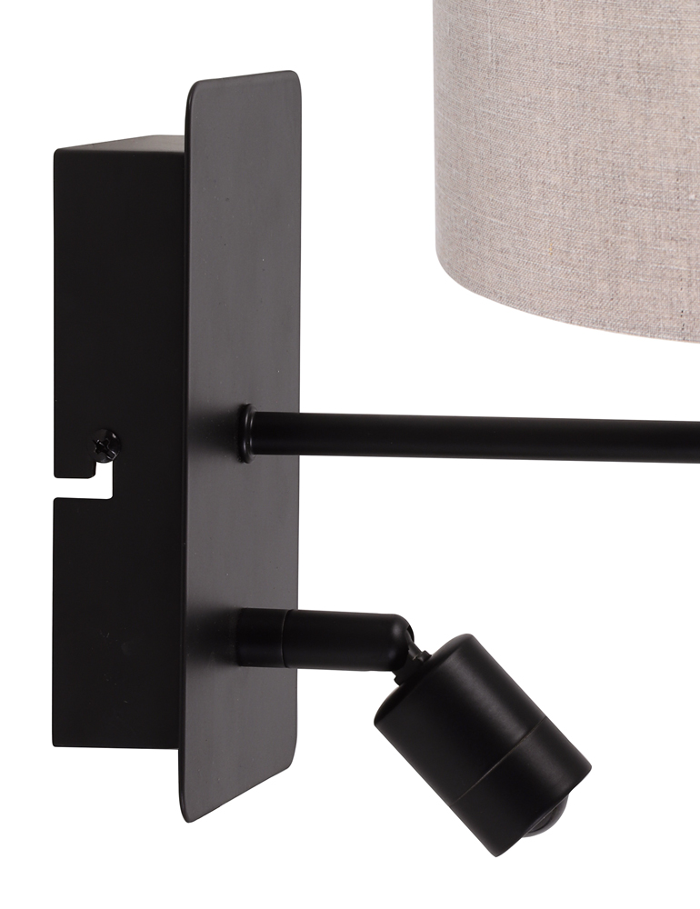 Wandleselampe beiger Lampenschirm Light & Living Montana schwarz – Bild 4