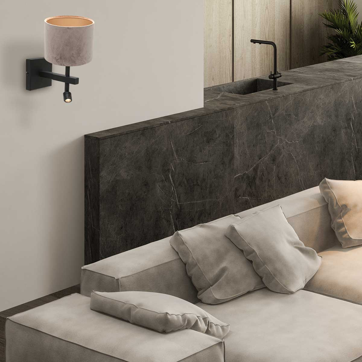 Wandleuchte mit grauem Schirm Steinhauer Stang – Bild 3