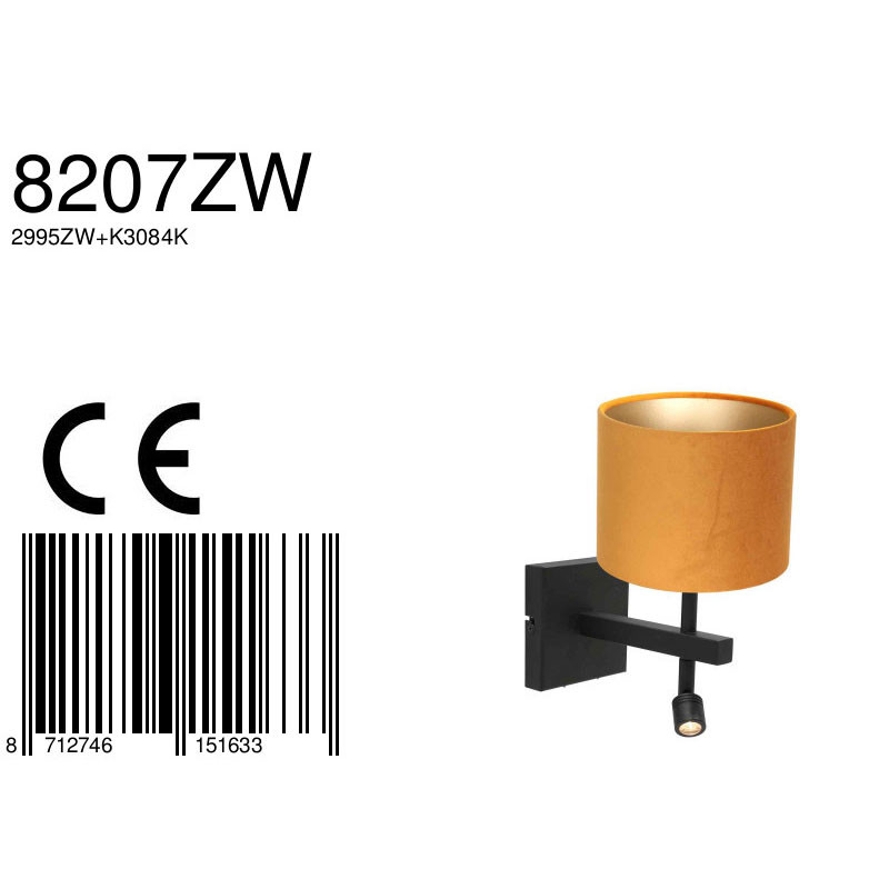 Wandleuchte mit ockergelbem Schirm Steinhauer Stang – Bild 7