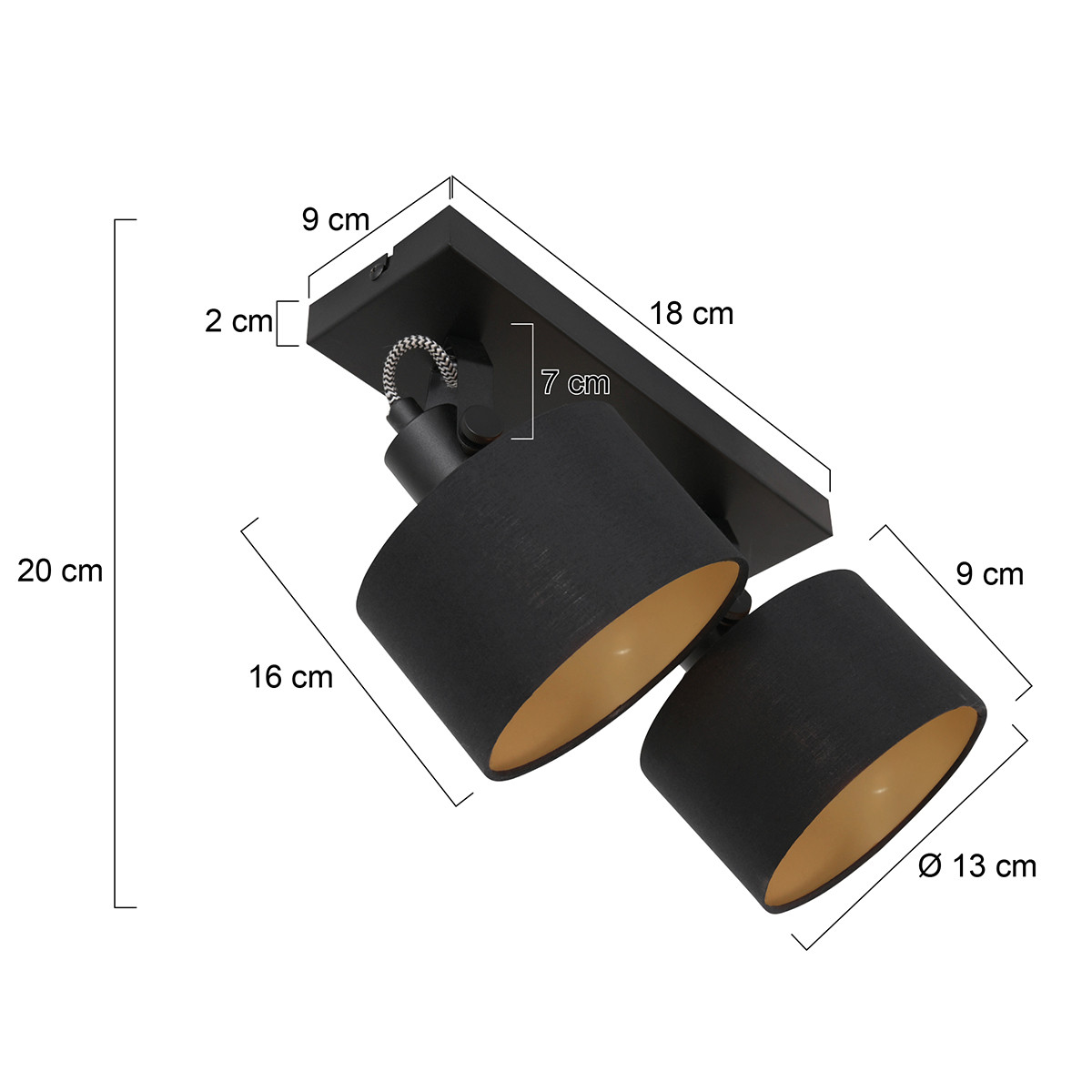 Zweiflammige Deckenleuchte Lampenschirm aus Stoff Mexlite Ornoir – Bild 6