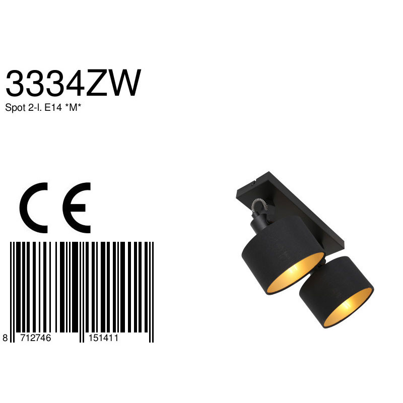 Zweiflammige Deckenleuchte Lampenschirm aus Stoff Mexlite Ornoir – Bild 7