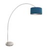 bogenlampe-solva-3914st-stahl-mit-blauem-samtlampenschirm-mexlite-solva-blau-und-stahl-3914st