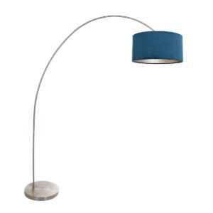 bogenlampe-solva-3914st-stahl-mit-blauem-samtlampenschirm-mexlite-solva-blau-und-stahl-3914st